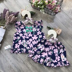 Bộ lanh hoa bé gái size 4-8  - BL20275